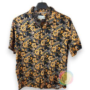 Margaritaville XL Black Gold Floral Cotton Shirt